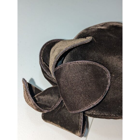 Vintage Hat Frank R. Jelleff Chocolate Brown Velvet flower Hat - Picture 8 of 12